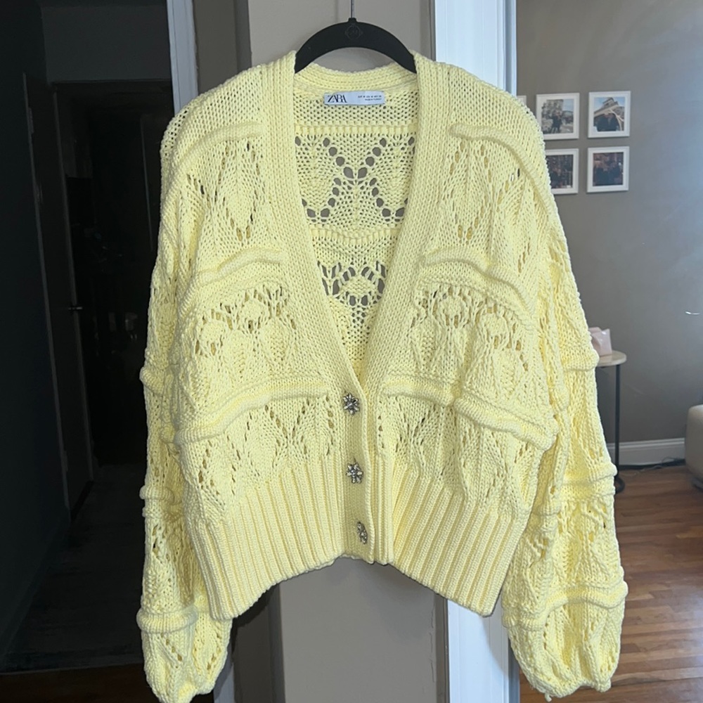 Zara knit sweater with jewel buttons